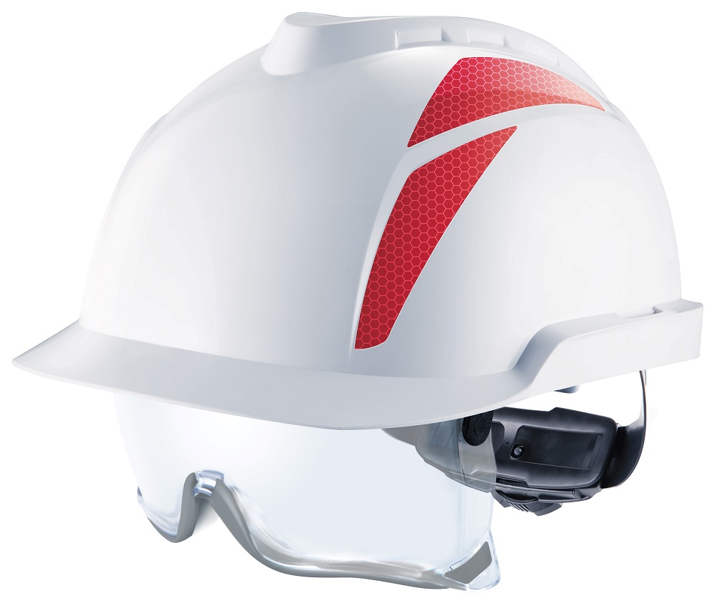 HELMET SAFETY W/SPECTACLE, VENTED MSA V-GARD 930 WHITE