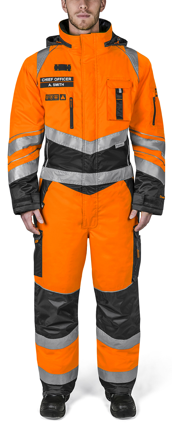 BOILERSUIT WINTER WATER PROOF, HI VISIBILITY ORANGE/NAVY S