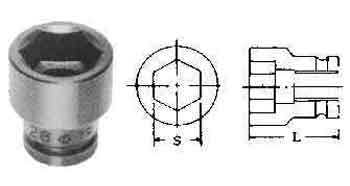 SOCKET FOR IMPACT WRENCH, 12.7MM/SQ DR. X 19MM