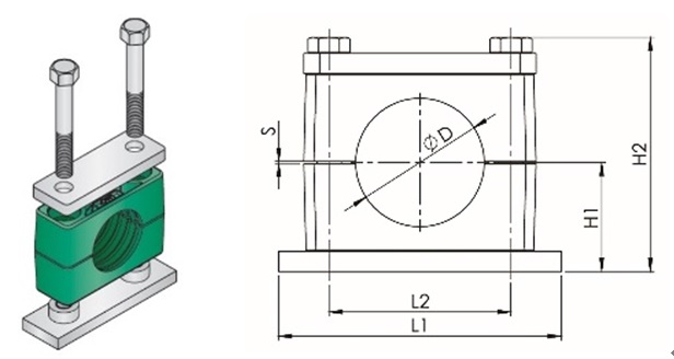 CLAMP TUBE POLYPROPYLENE, W/WELD PLATE HEAVY 10MM