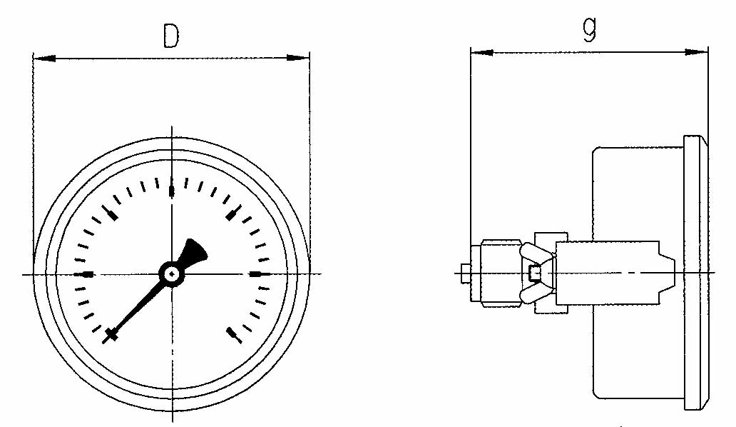 GAUGE PRESSURE GLYCERINE REAR, U-CLAMP 0-250BAR 63MM G1/4"