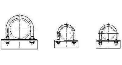U-BOLT STEEL PIPE 125A M16, WITH SEAT & NUT