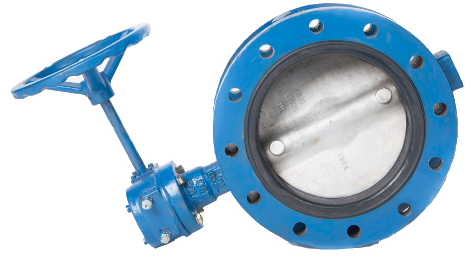 BUTTERFLY VALVE DOUBLE FLANGED, W/GEAR N.CAST IRON 5KG 100MM