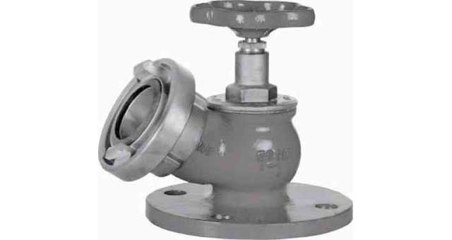 FIRE/DECKWASH VALVE DIN 30DEG., COPPER ALLOY PN16 #907 80MM