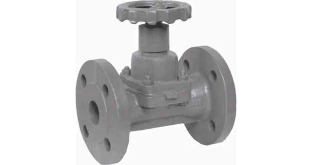 DIAPHRAM VALVE DIN C/IRON PN10, FULL BORE NO LINING #5651 15MM