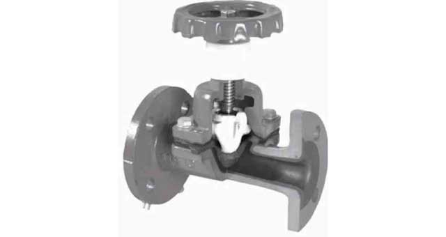 DIAPHRAM VALVE DIN C/IRON PN10, FULLBORE RUBBERLINE 5652 80MM
