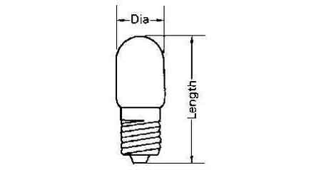 LAMP PILOT TUBULAR CLEAR E-26, 220V 15W 26X60MM