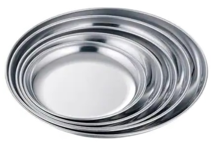 DISH ROUND STAINLESS STEEL, 255MM DIAM