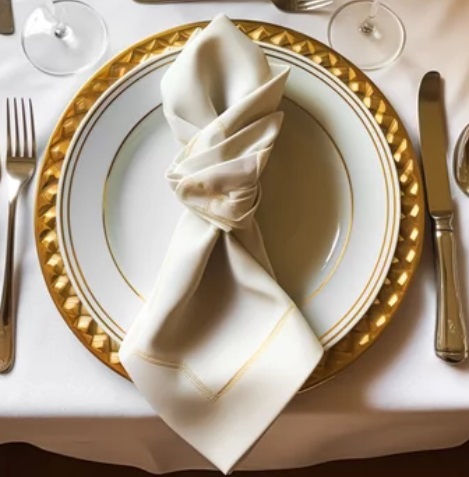 TABLE NAPKIN COTTON DAMASK, WHITE 450MM SQUARE