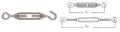 TURNBUCKLE FRAME GALV, EYE&HOOK 9MMX150MM