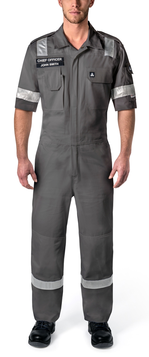 BOILERSUIT COTTON SHORT SLEEVE, UV PROTECT REFLECT GREY L