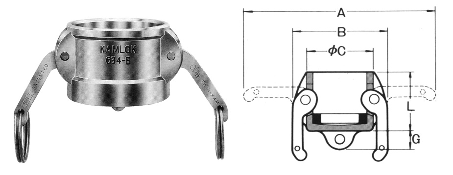 COUPLING CAM&GROOVE ALUM ALLOY, DUST CAP 6"