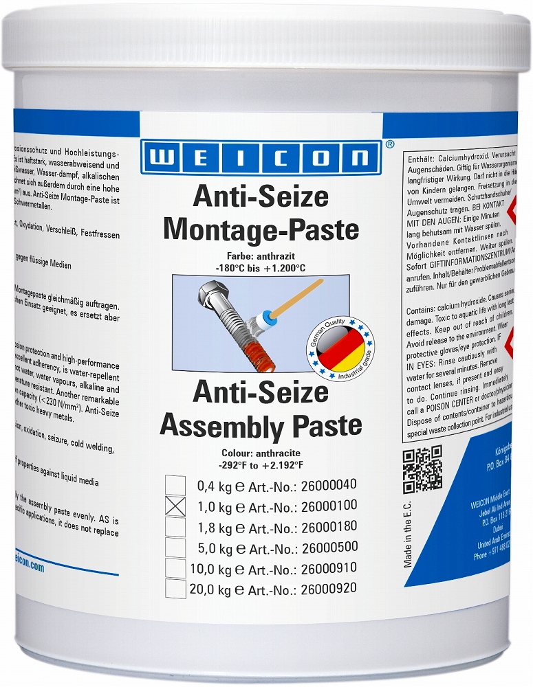 ANTI-SEIZE PASTE WEICON, AS 1000 CAN 1.0KG