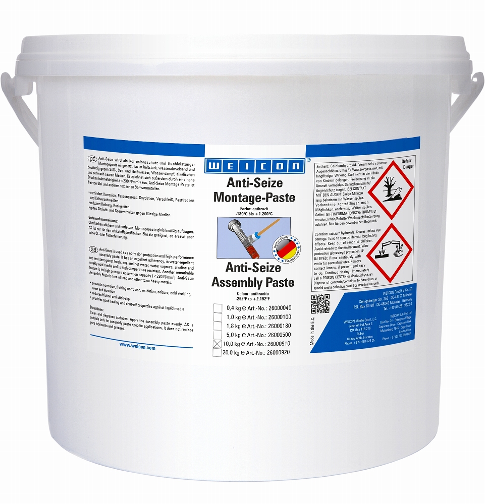 ANTI-SEIZE PASTE WEICON, AS 10000 BUCKET 10.0KG