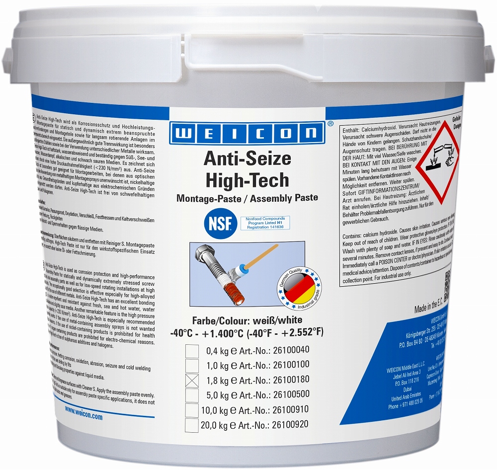 ANTI-SEIZE PASTE HIGH-TECH, ASW 1800 BUCKET 1.8KG