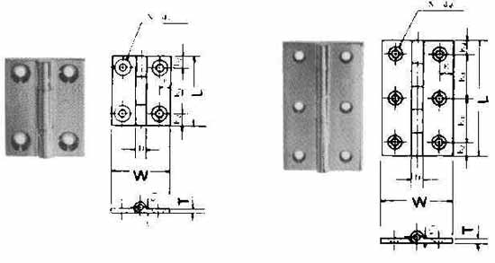 BUTT HINGE FOR CABINET, BRASS L76XW50MM