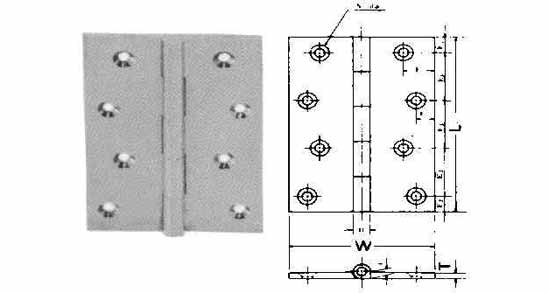 BUTT HINGE FOR CABIN DOOR, BRASS L90XW54MM