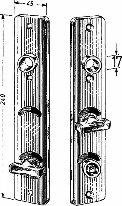 DOOR PLATE LONG F/CABIN SIDE, BRASS FOR THICK 35-42MM 3595/2