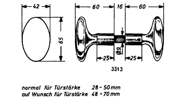 HANDLE KNOB OVAL F/MORTISELOCK, SCHWEPPER 3313