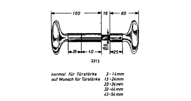 HANDLE KNOB OVAL FOR RIM LOCK, SCHWEPPER 3315