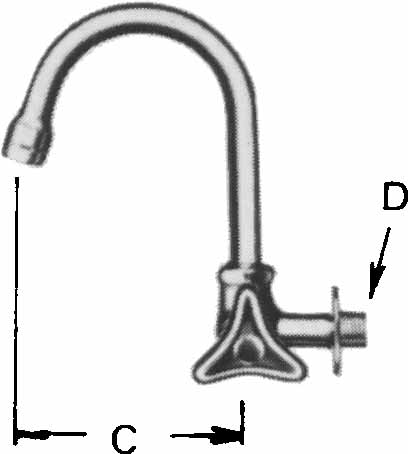 FAUCET WALL RIGHT HAND W/GOOSE, SWIVEL SPOUT & AERATOR 13(1/2)