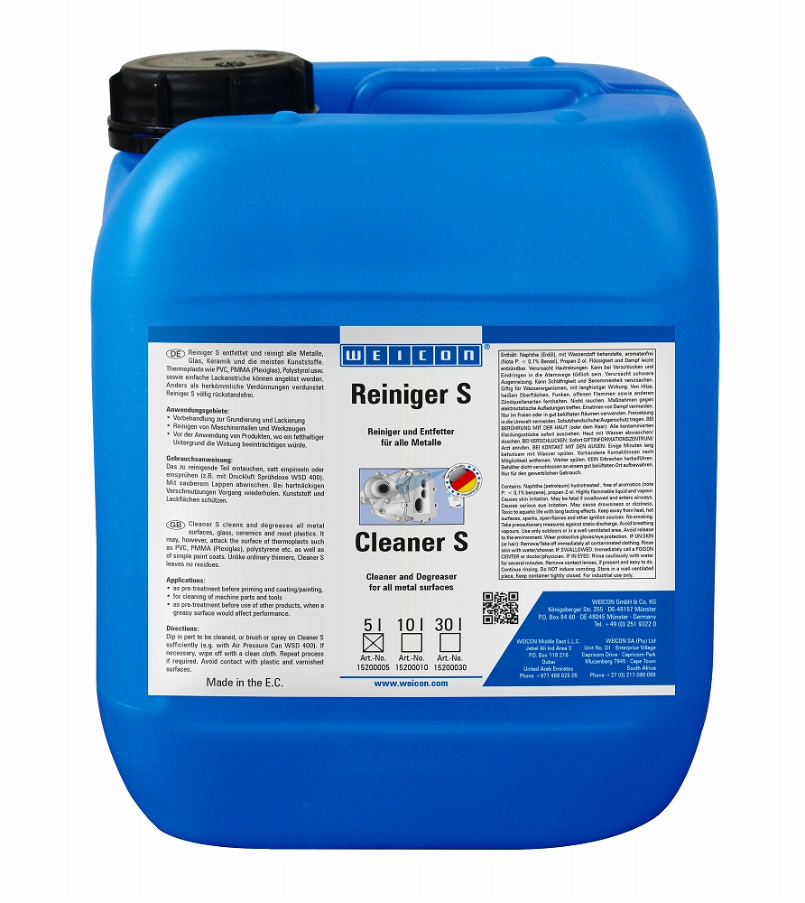 REMOVER OILY & GREASY SOILING, WEICON CLEANER S 5LTR