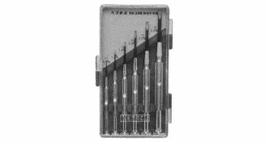 SCREWDRIVER SET WATCH MAKER'S, 6'S SLOTTED