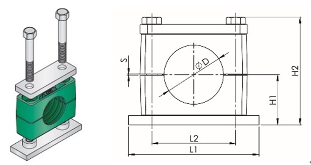 CLAMP TUBE POLYPROPYLENE, W/WELD PLATE HEAVY 44.5MM