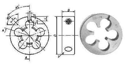 DIE ROUND ADJ STRAIGHT THREAD, PF2-1/4X11TX120MM CARBON STEEL