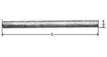 STUD WHOLE THREADED BRASS, M22 X PITCH2.5 300MM