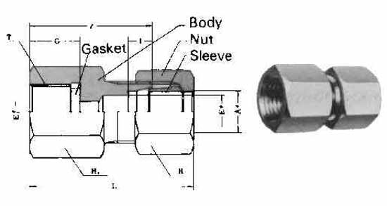 COUPLING FEMALE FLARELESS, BRASS 6MMXPT1/2