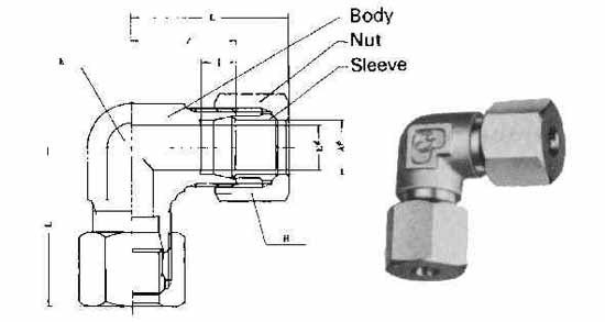 UNION ELBOW FLARELESS BRASS, 10MMXPF3/8