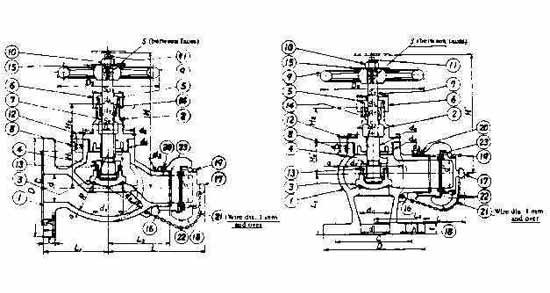 ANGLE HOSE VALVE BRONZE, FLANGE&COUPLING F7334 10K-40MM