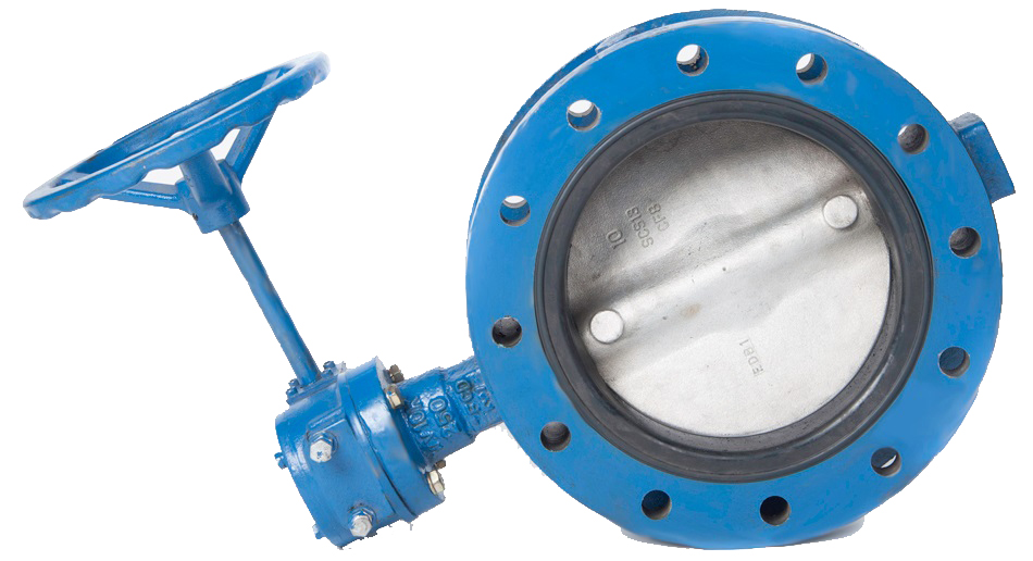 BUTTERFLY VALVE DOUBLE FLANGED, W/GEAR N.CAST IRON 10KG 250MM