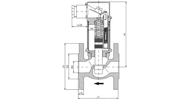 SWITCH FLOW PISTIN TYPE VM132, DN32 FLANGED DIN 2527