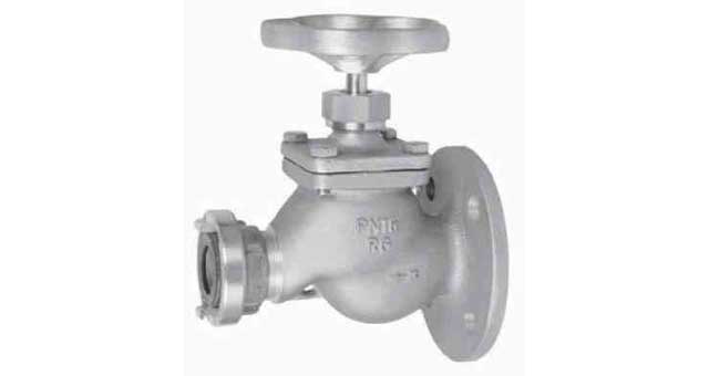 FIRE/DECKWASH VALVE DIN BRONZE, FLANGE & STORZ #911 65MM