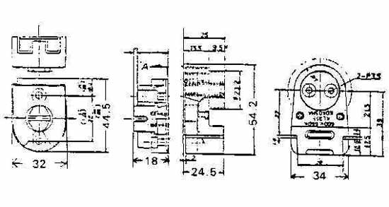 FL-LAMP HOLDER KL238(EX.ZS-22), W/ADJUST PLATE FOR 1LAMP