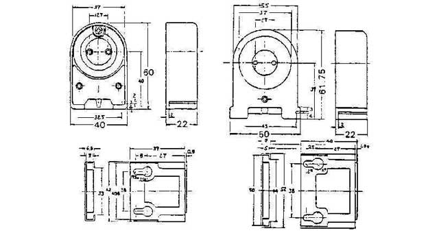 FL-LAMP HOLDER TURRET-TYPE, PHENOL RESIN 300V 1A 50MM-WIDE