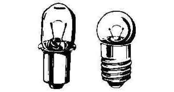 FLASHLIGHT BULB SCREW BASE, E-9 3.8V 0.3AMP