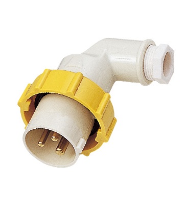 PLUG ANGLE WATERTIGHT IEC, 2P+E AC100-130V YELLOW PI2-2B1