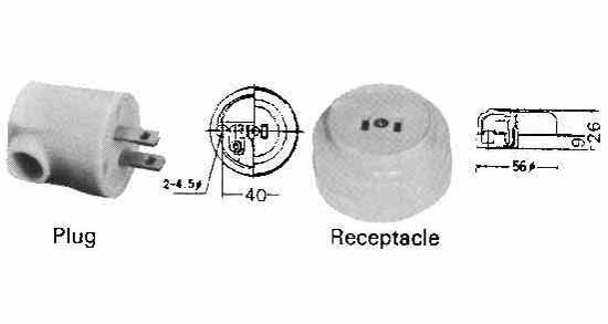 RECEPTACLE 2-FLAT PIN, NON-WATERTIGHT PHENOL RESIN