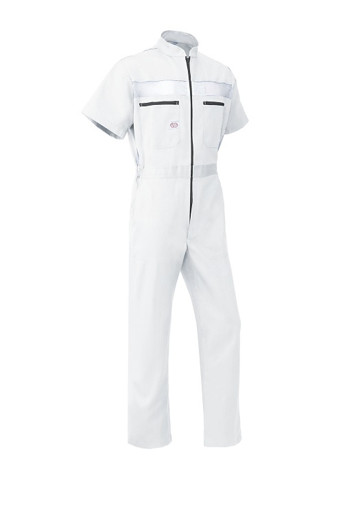 BOILERSUIT HALF-SLEEVES COTTON, WHITE XXL (3L)